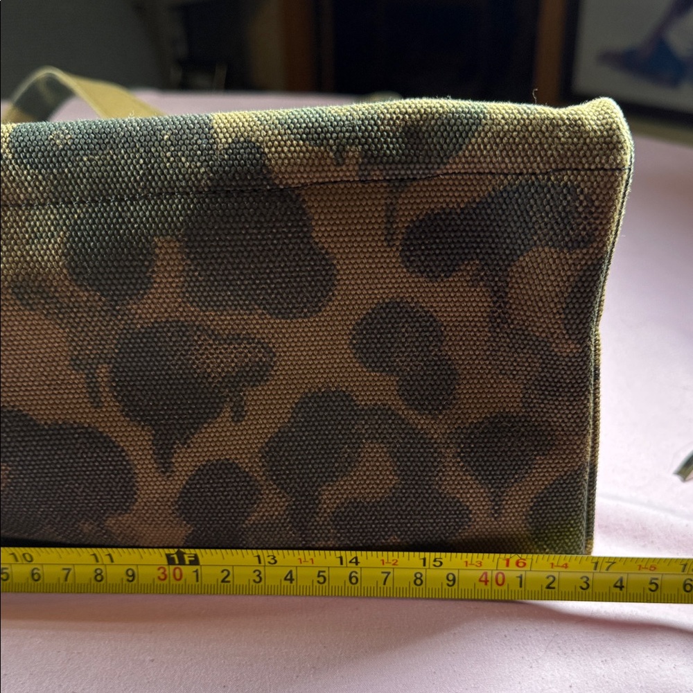 Coach Rexy Brown Camo Print Tote with Multicolor Pride Dinosaur Patch - Picture 10 of 11